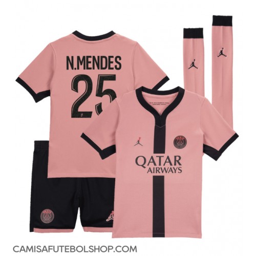 Camisa de time de futebol Paris Saint-Germain Nuno Mendes #25 Replicas 3º Equipamento Infantil 2024-25 Manga Curta (+ Calças curtas)